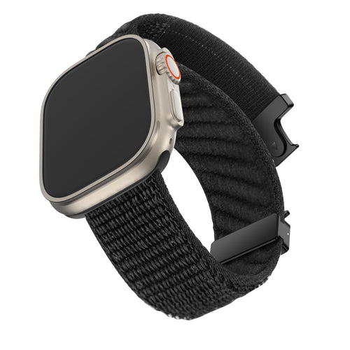 Bandz Bracelet nylon ondulé boucle en P Apple Watch Ultra (noir)