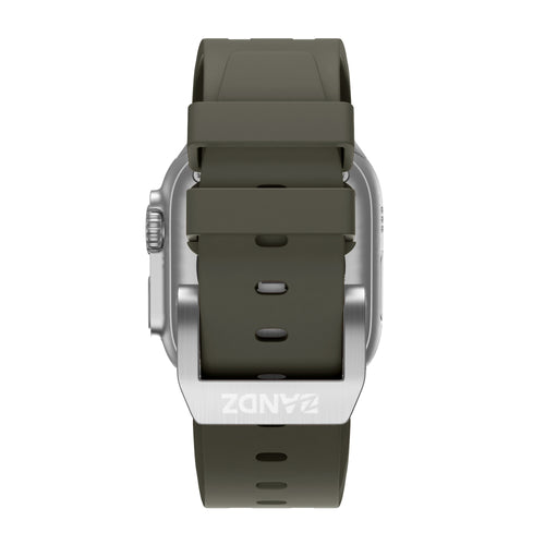 Bandz Apple Watch Ultra Silicone Strap 'Luxe Liquid' (Brown with Silver)
