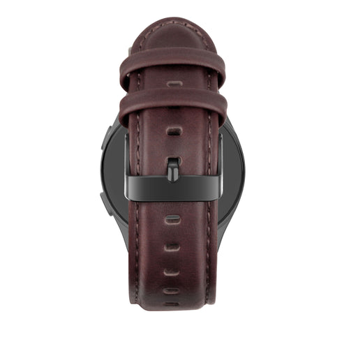 Bandz Bracelet cuir 'Classic' Huawei Watch GT 6 - 46mm (marron foncé)