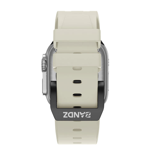Bandz Apple Watch Ultra Silicone Strap 'Luxe Liquid' (Beige with Black)