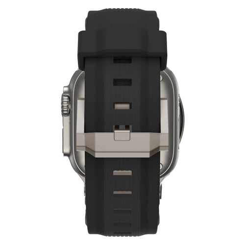 Bandz Apple Watch Liquid Silicone Strap 'Explorer' (Black with Titanium)
