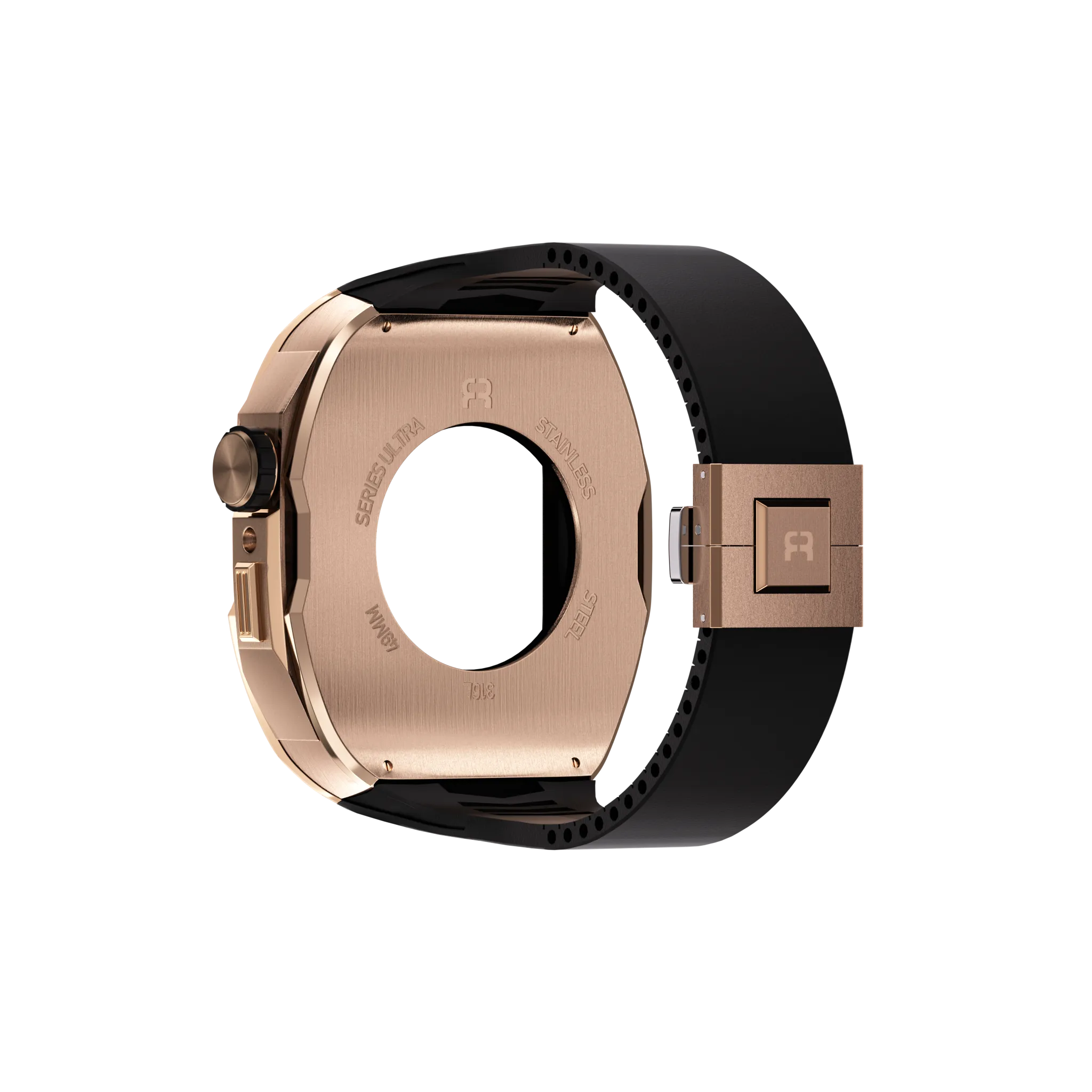 Reqior Boîtier avec bracelet en caoutchouc Apple Watch 45mm (rose or)