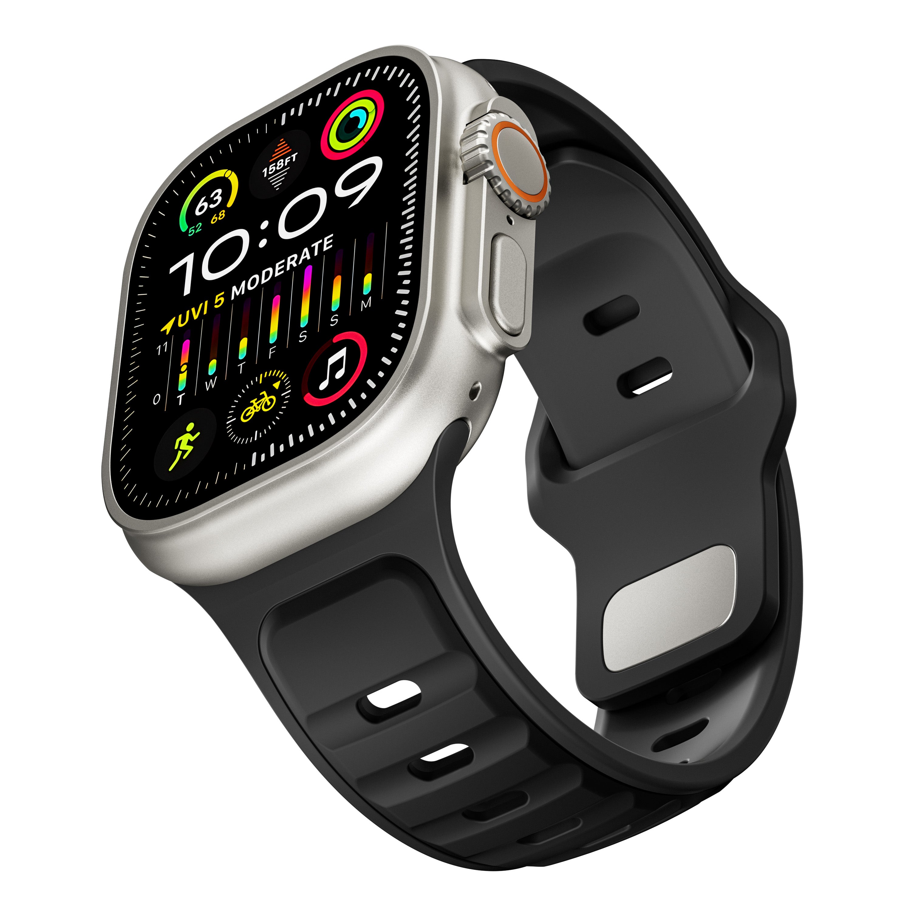 Apple Watch Premium Outdoor Silicone Strap (Black/Black)
