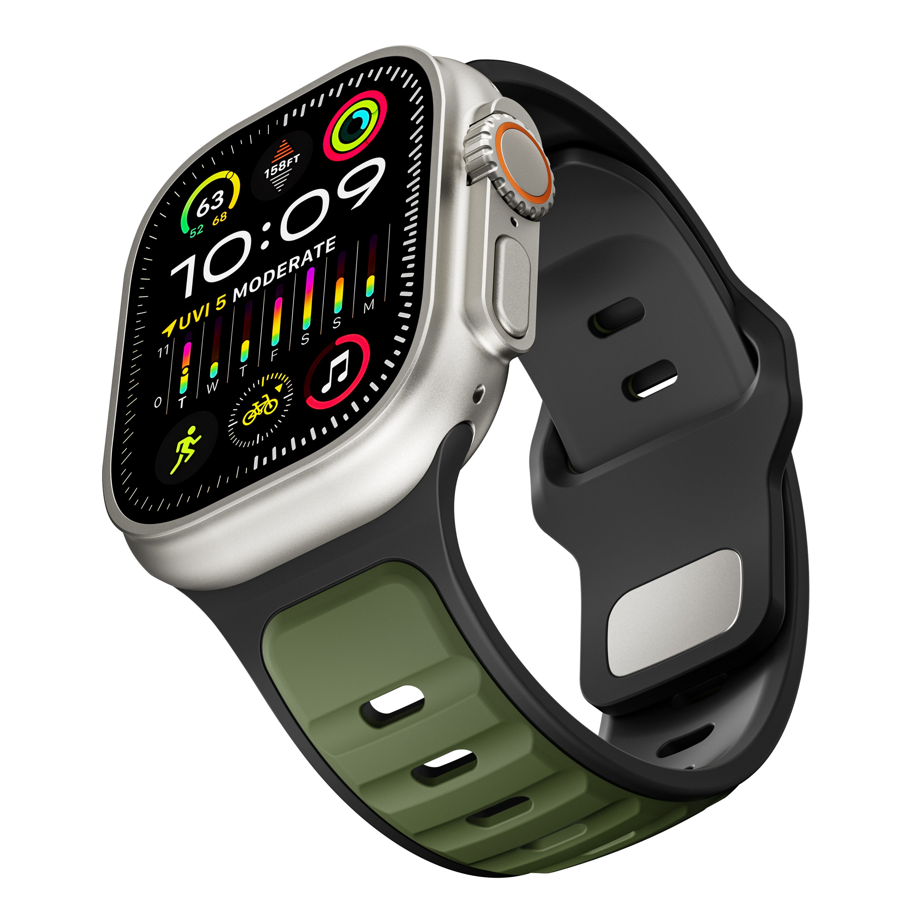 Apple Watch Premium Outdoor Silicone Strap (Army Green/Black)