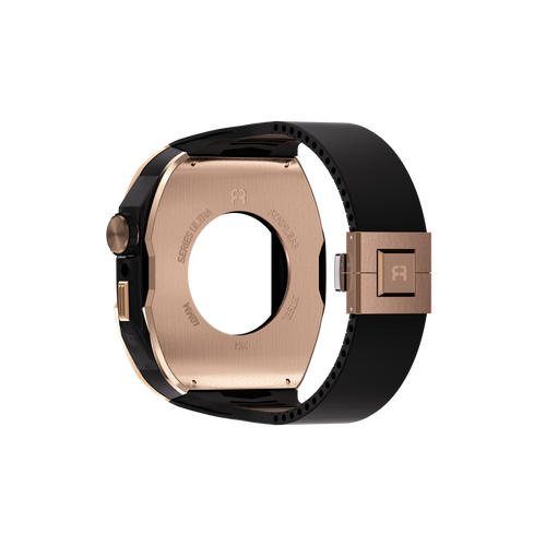 Reqior Apple Watch 45mm Case with Rubber Strap (Rose Gold/Black)