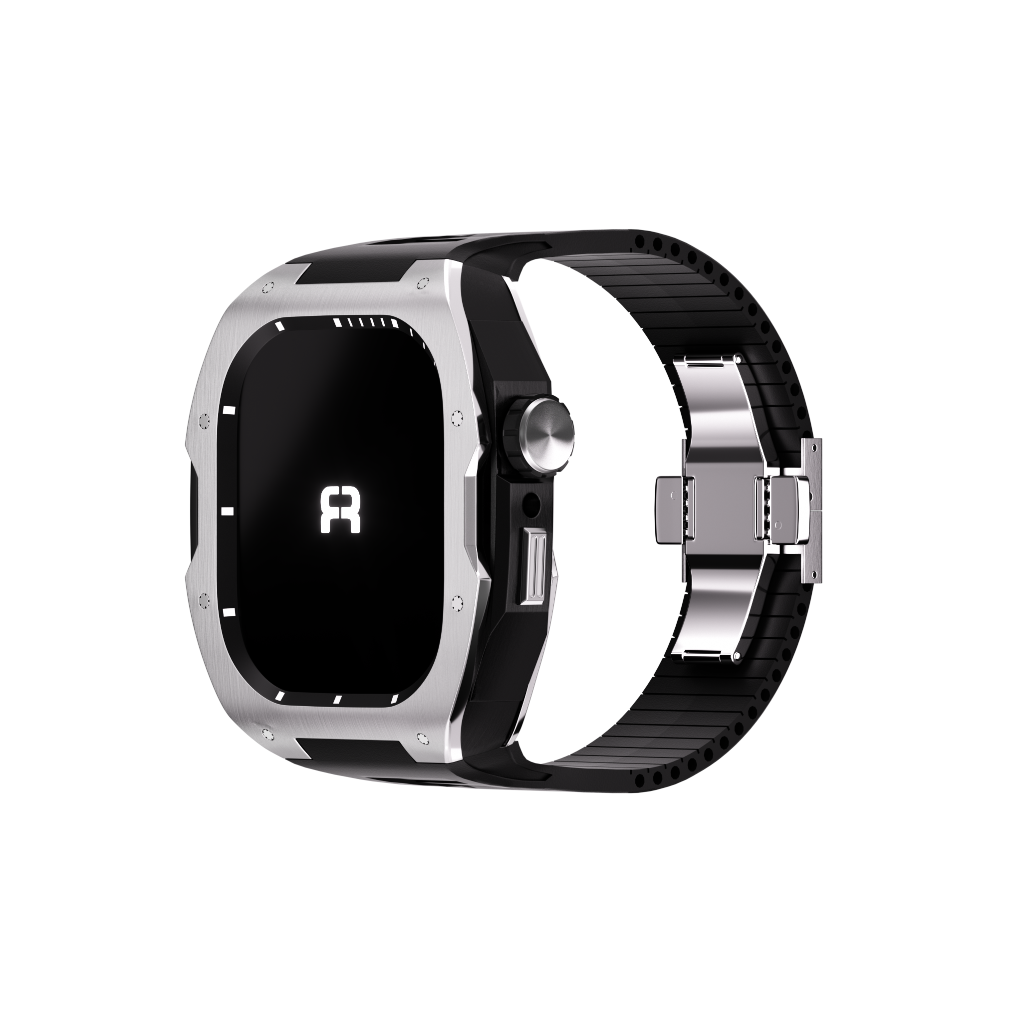 Reqior Boîtier avec bracelet en caoutchouc Apple Watch 45mm (argent)