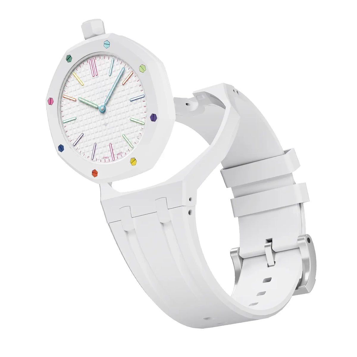 Bracelet silicone - 12 heures Swatch Royal Pop (blanc)
