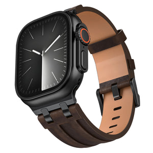 Bracelet cuir solide Apple Watch (café brun)