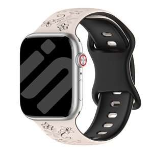 Bracelet silicone à fleurs Apple Watch (lumière stellaire/noir)