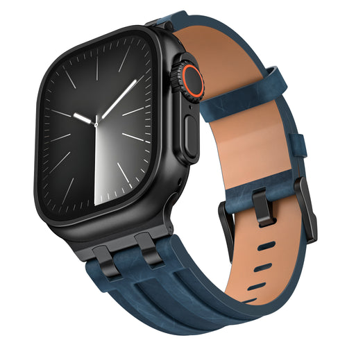 Bracelet cuir solide Apple Watch Ultra (bleu foncé)