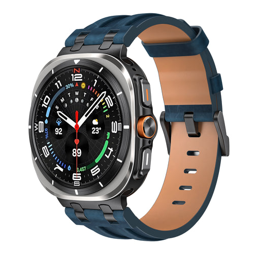 Bracelet cuir solide Samsung Galaxy Watch Ultra (bleu foncé)