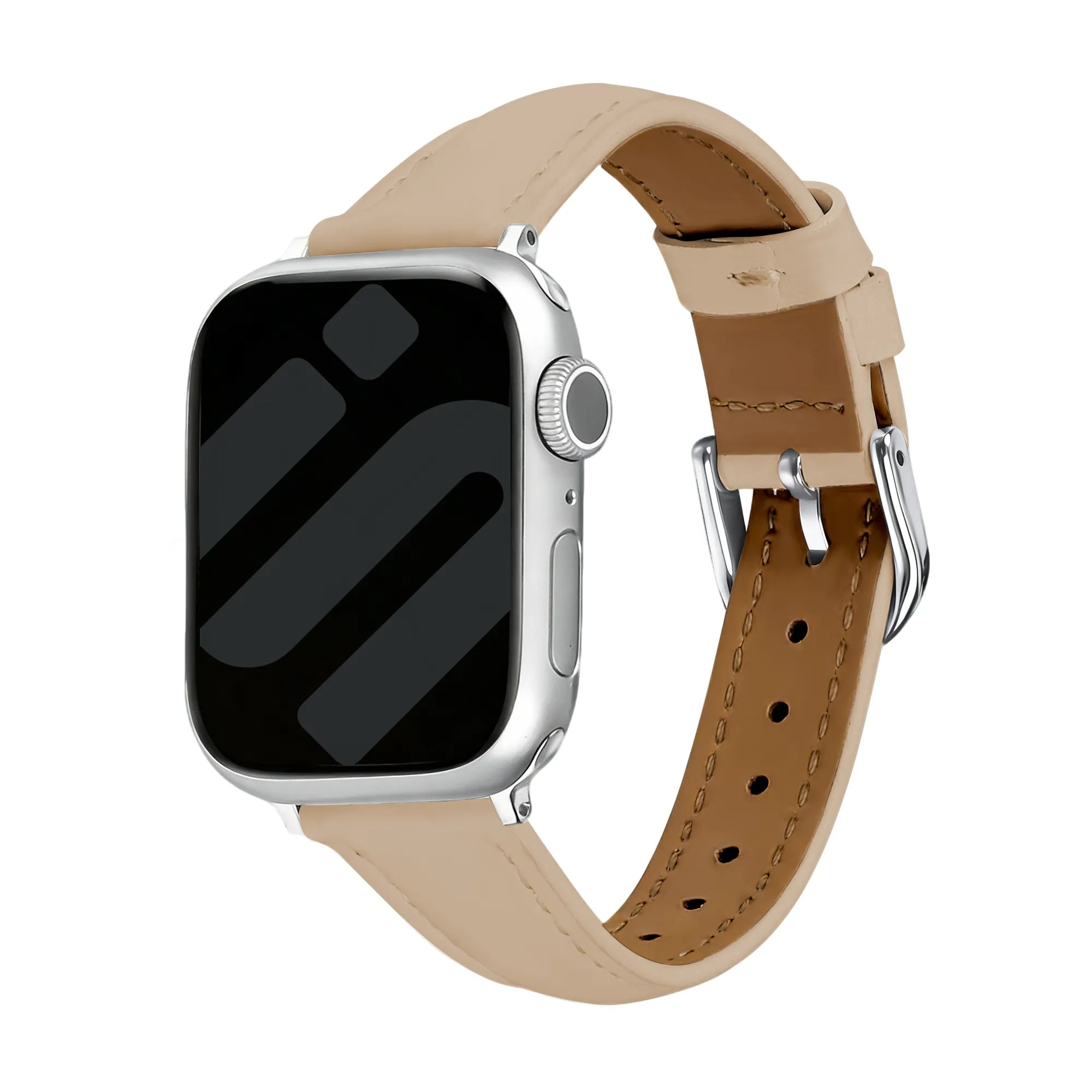 Bracelet cuir 'Slimfit' Apple Watch (beige clair)
