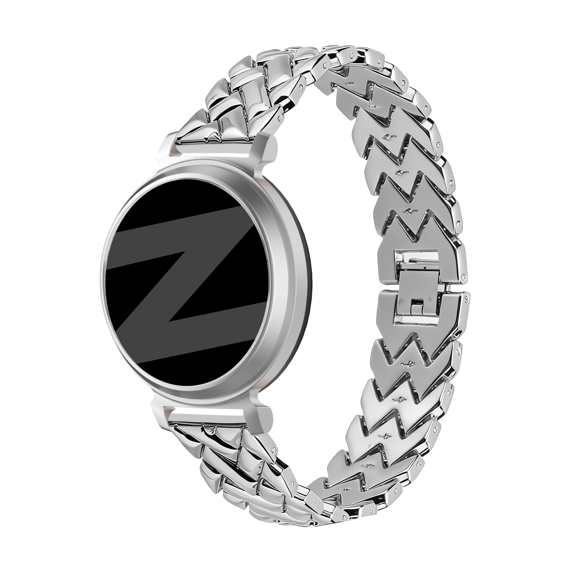 Bandz Bracelet metal 'V-Type' Pebble Round 2 - 14mm (argent)