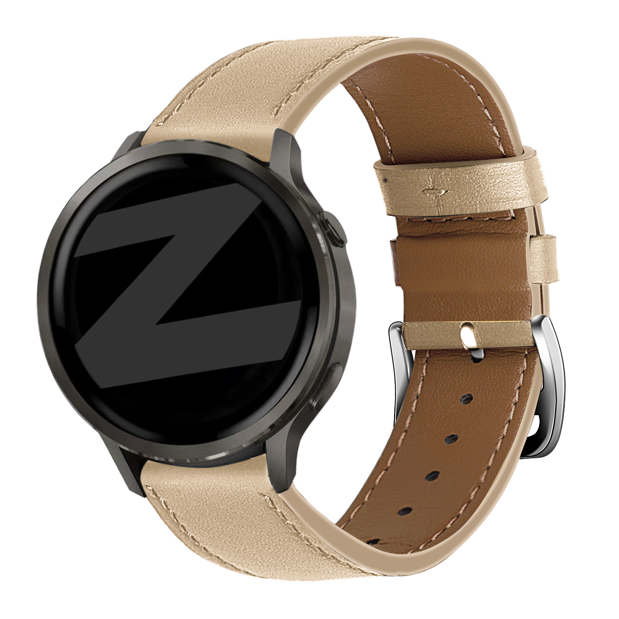 Bandz Bracelet cuir 'Deluxe' Garmin Vivoactive 4s (thé au lait)