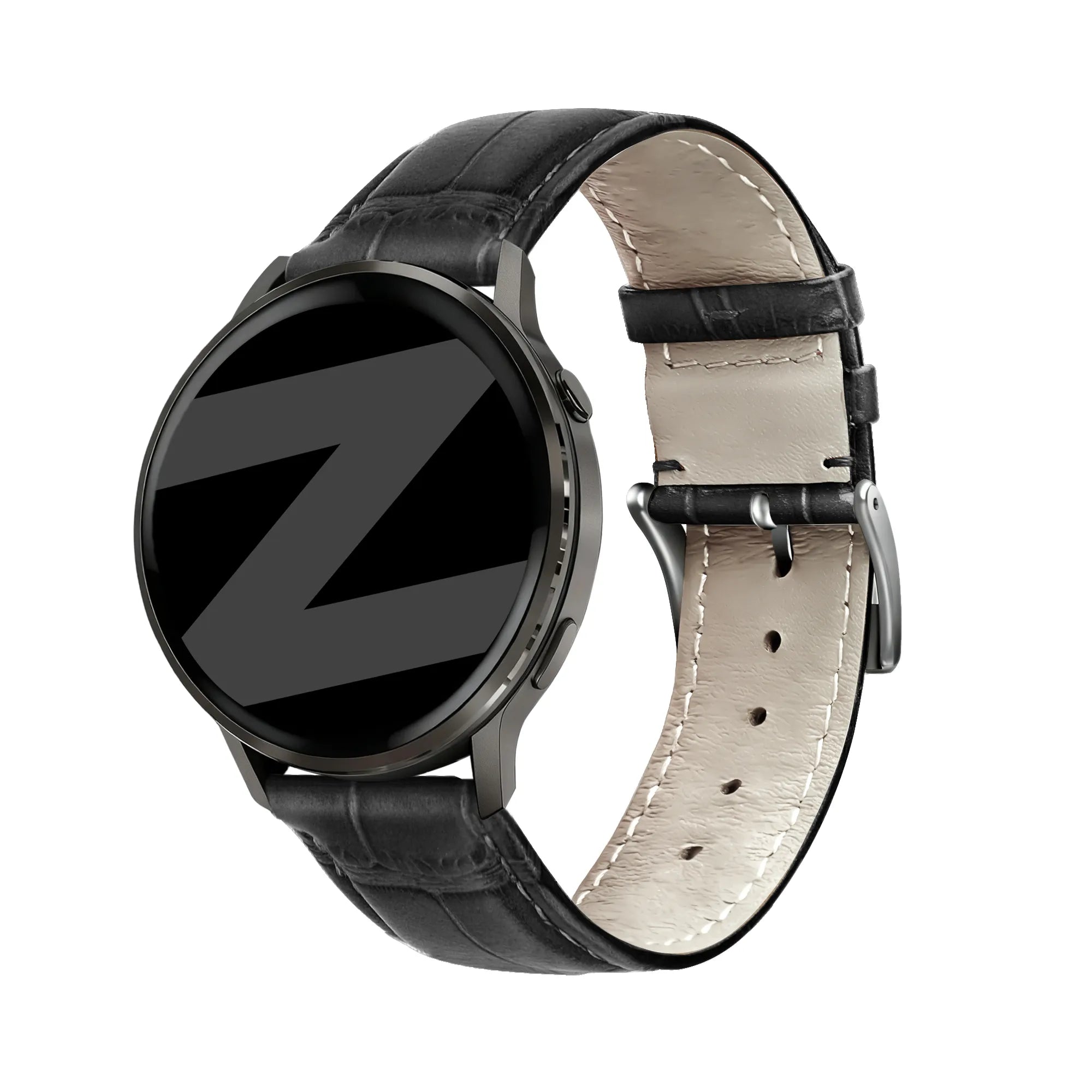 Bandz Bracelet cuir effet crocodile Garmin Forerunner 170 (noir)