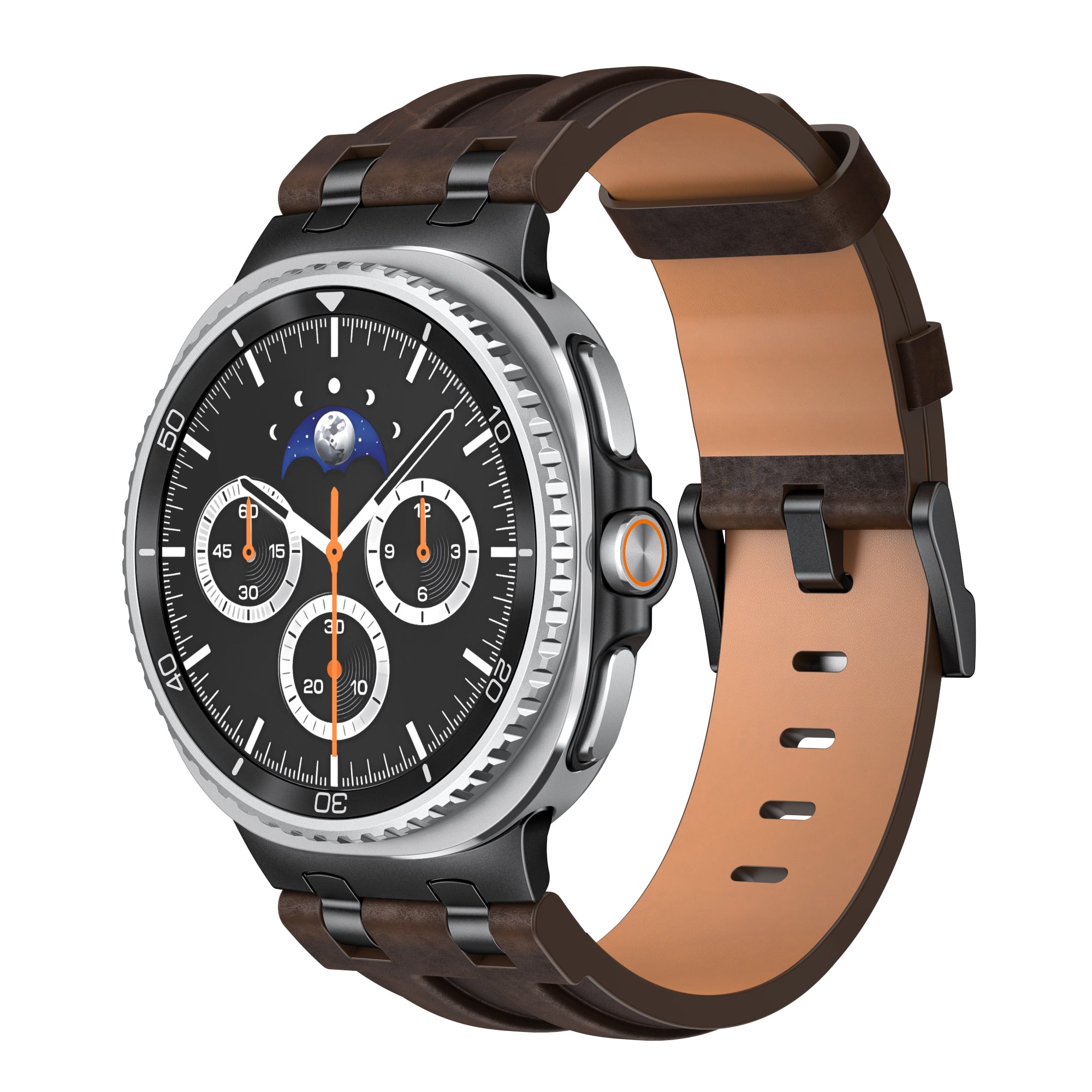 Bracelet cuir solide Samsung Galaxy Watch 8 - 44mm (marron café)