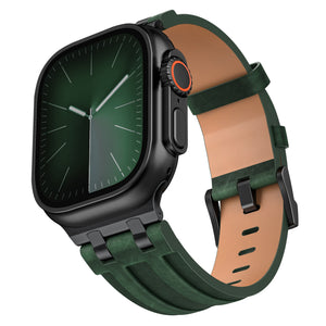 Apple Watch Solid Leather Strap (Dark Green)