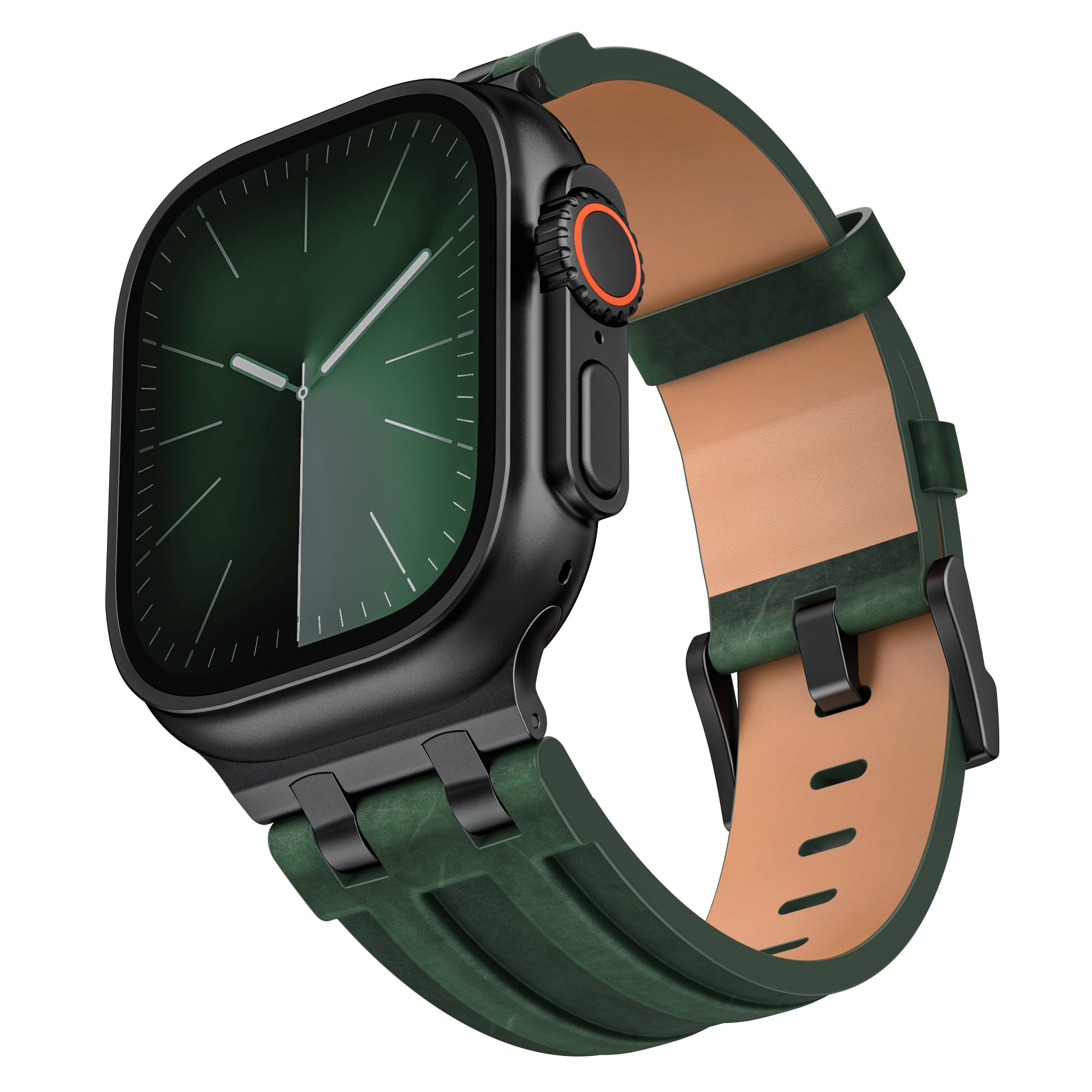 Bracelet cuir AP Apple Watch (vert foncé)