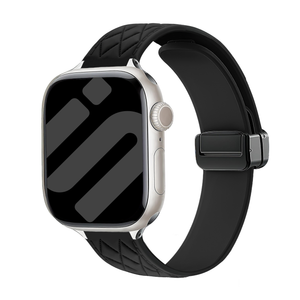 Apple Watch D-Buckle Silicone Diamond Strap (Black)