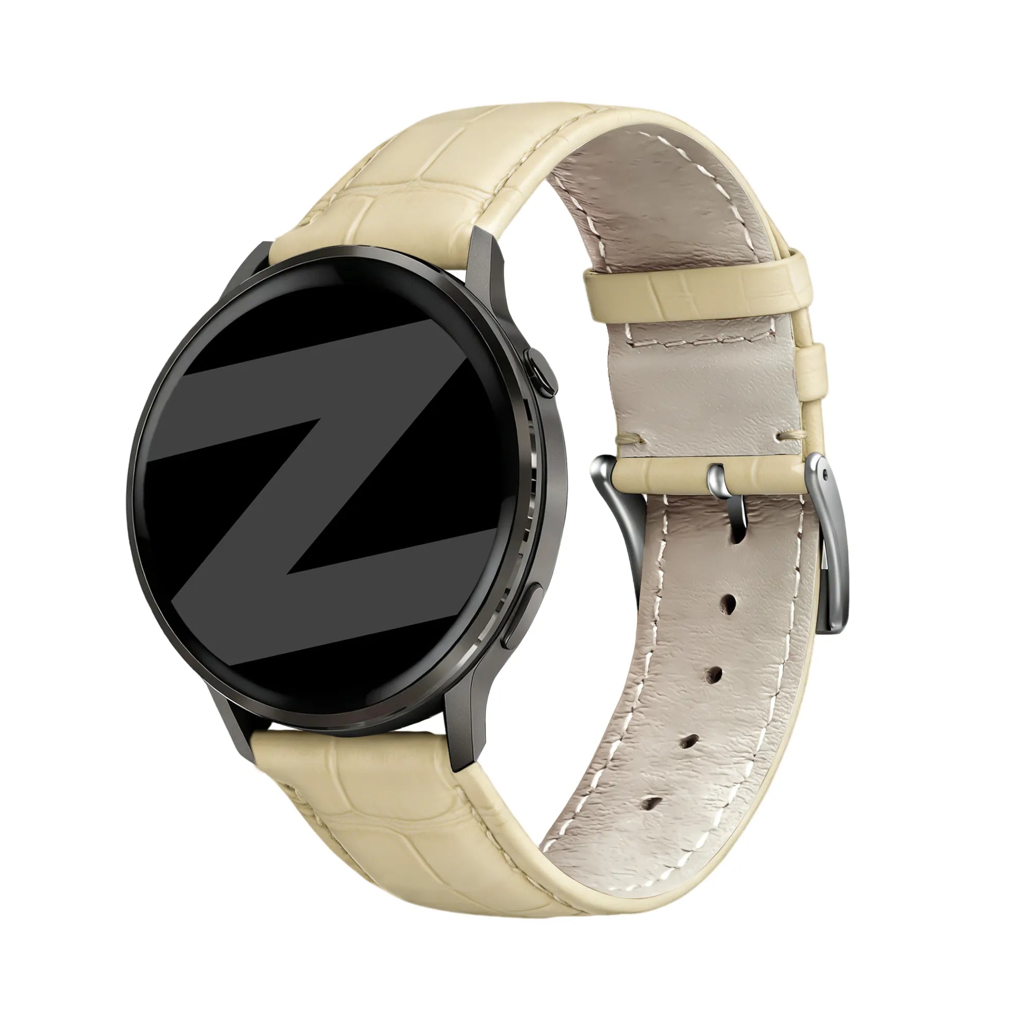 Bandz Bracelet cuir effet crocodile Garmin Forerunner 170 (beige)