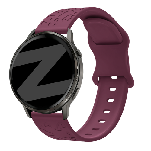 Bandz Bracelet silicone 'Léopard' Garmin Forerunner 265s (rouge vin)