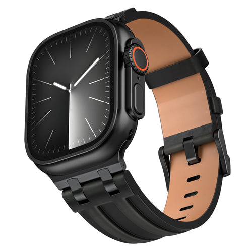 Bracelet cuir solide Apple Watch (noir)