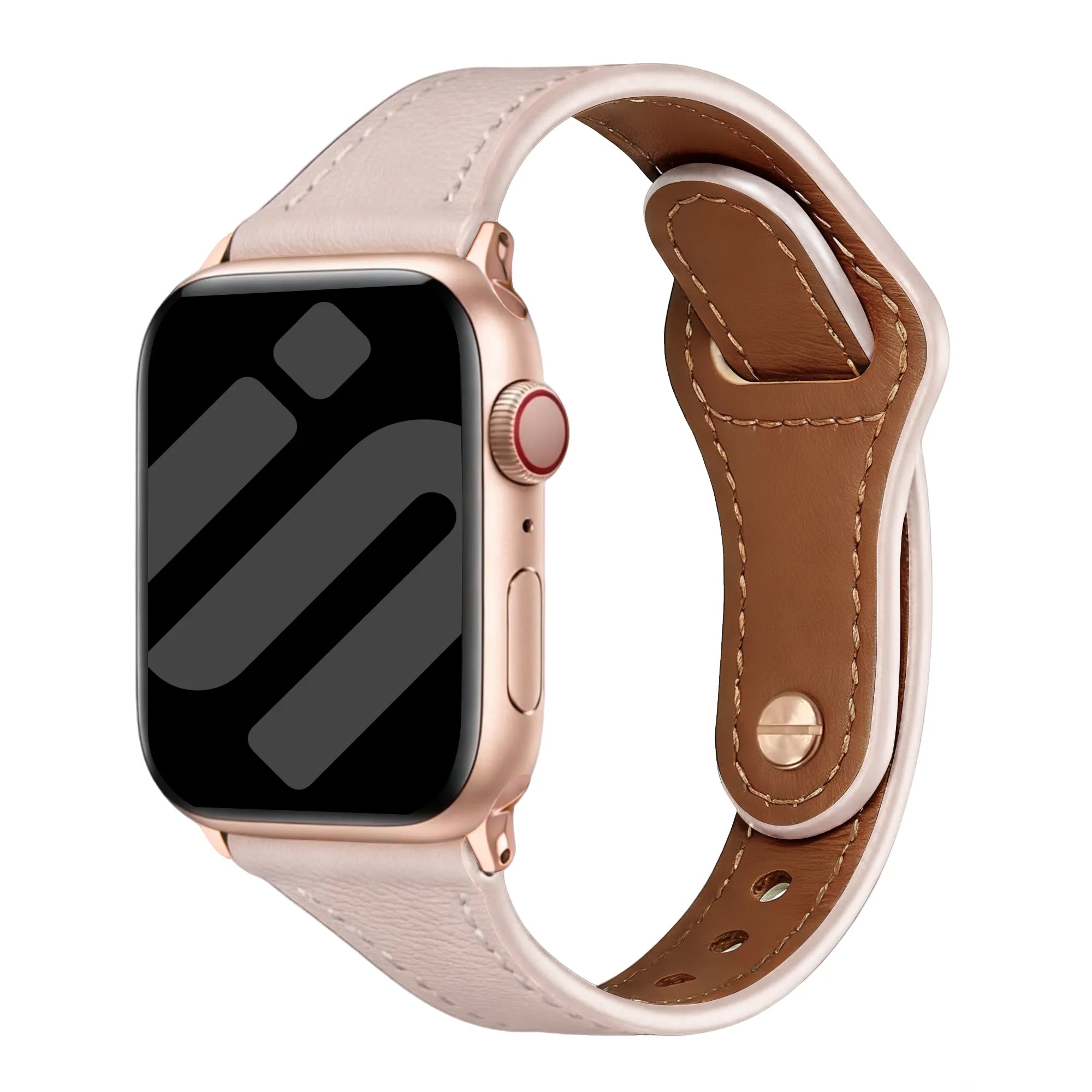 Bracelet cuir avec fermeture à pression Apple Watch (rose)