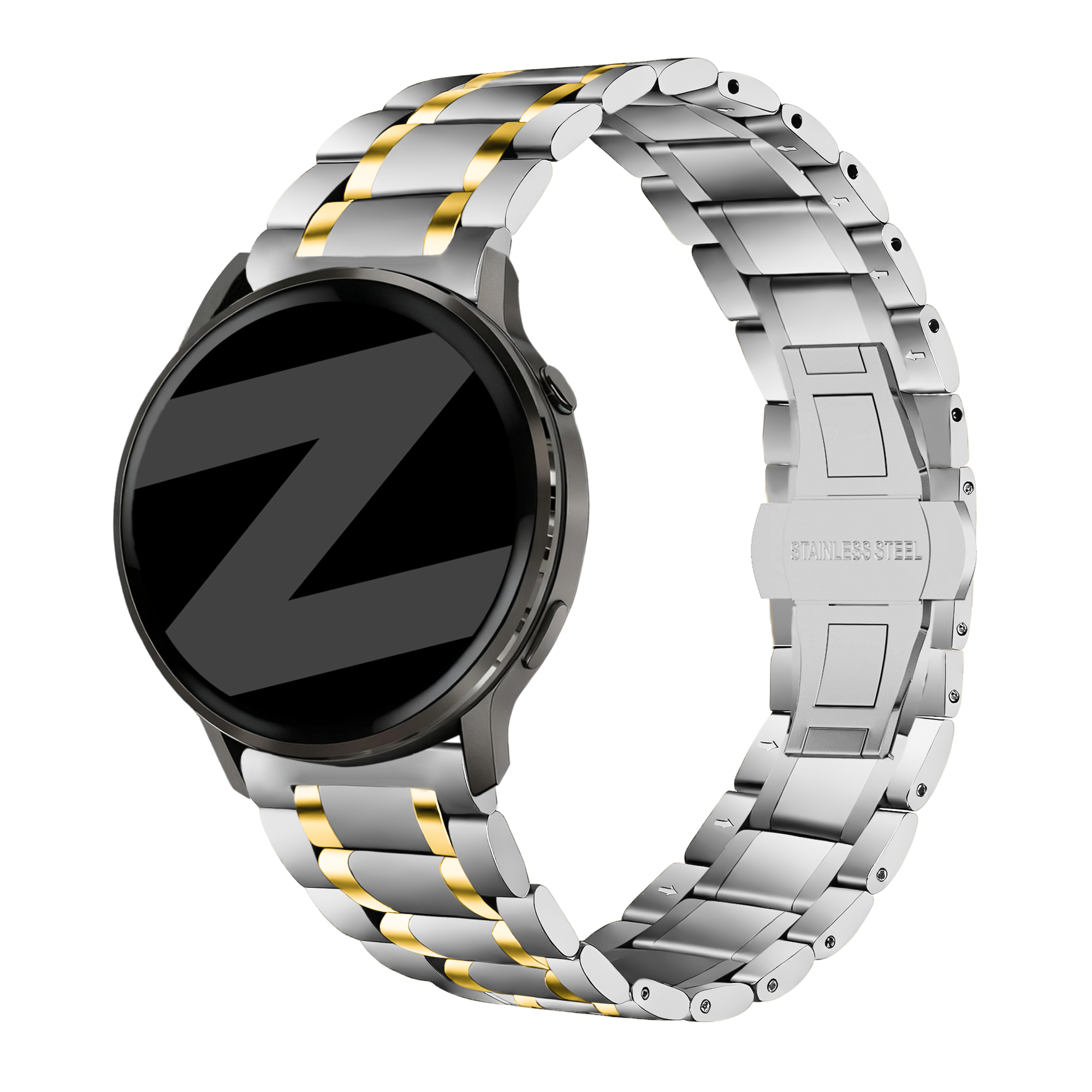Bandz Bracelet acier 'Deluxe' Garmin Vivoactive 4s (argent/or)