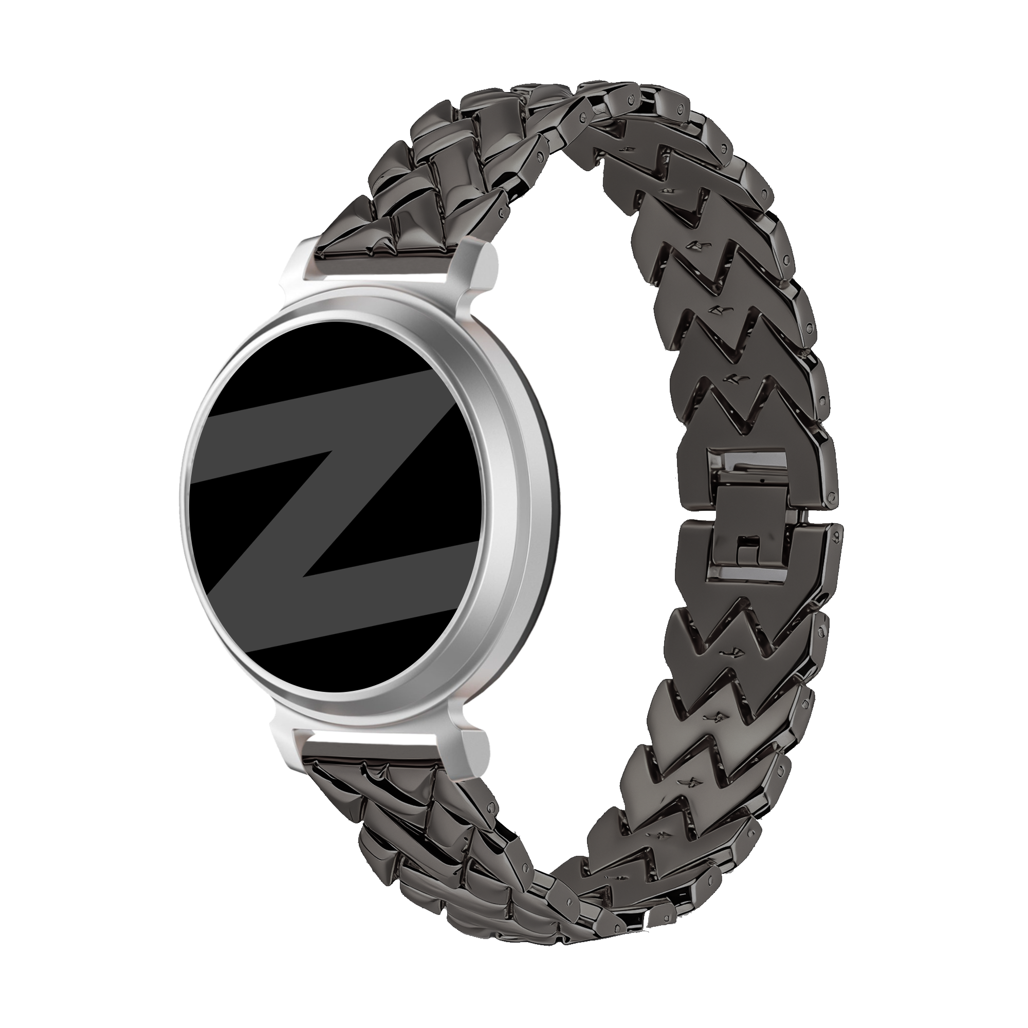Bandz Bracelet metal 'V-Type' Pebble Round 2 - 14mm (noir)