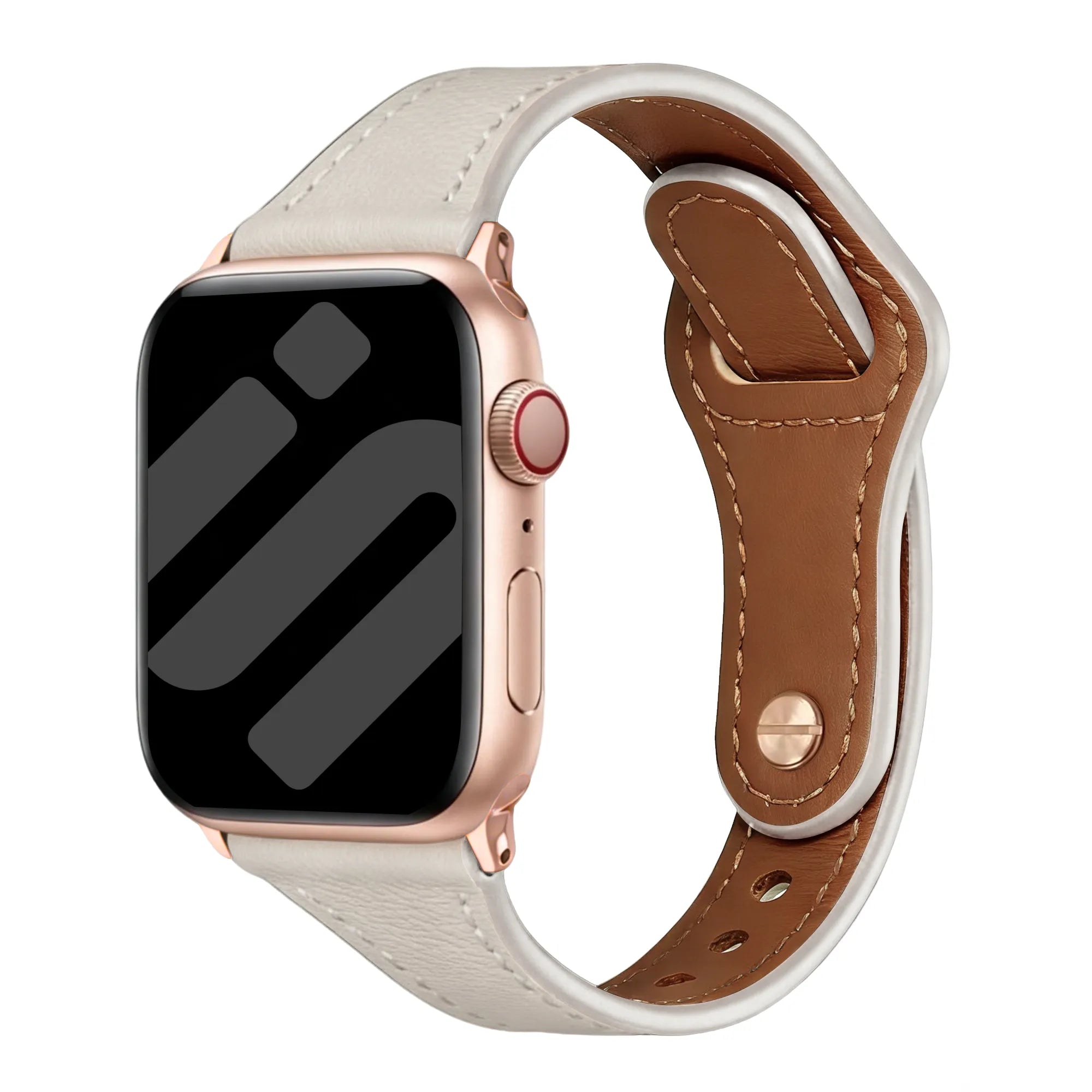 Bracelet cuir avec fermeture à pression Apple Watch (beige)