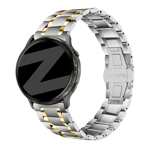 Bandz Garmin Forerunner 245 Steel Link Strap 'Deluxe' (Silver/Gold)