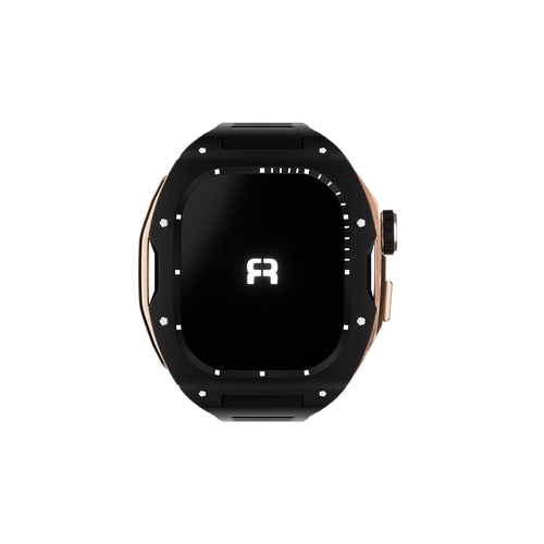 Reqior Apple Watch 45mm Case with Rubber Strap (Black/Rose Gold)