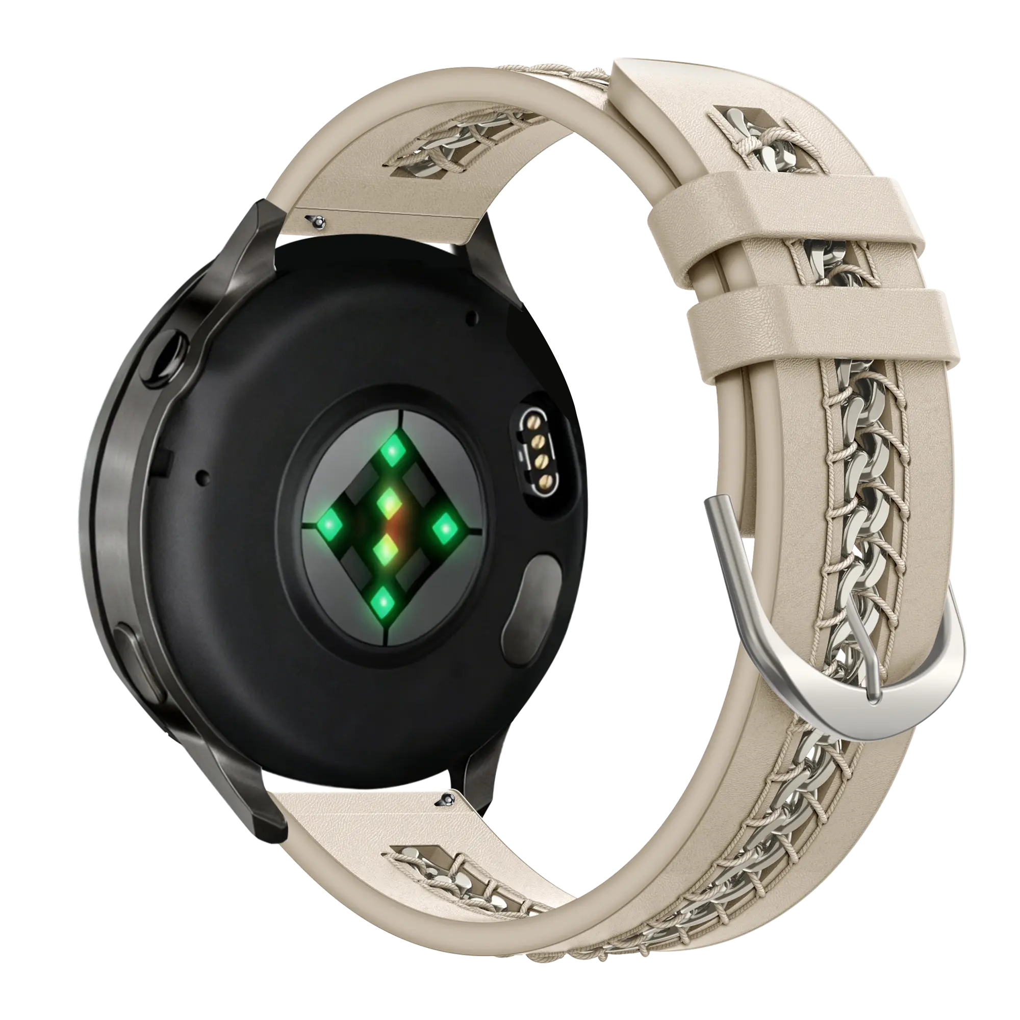 Bandz Samsung Galaxy Watch FE Leather Strap 'Chains' (Beige)