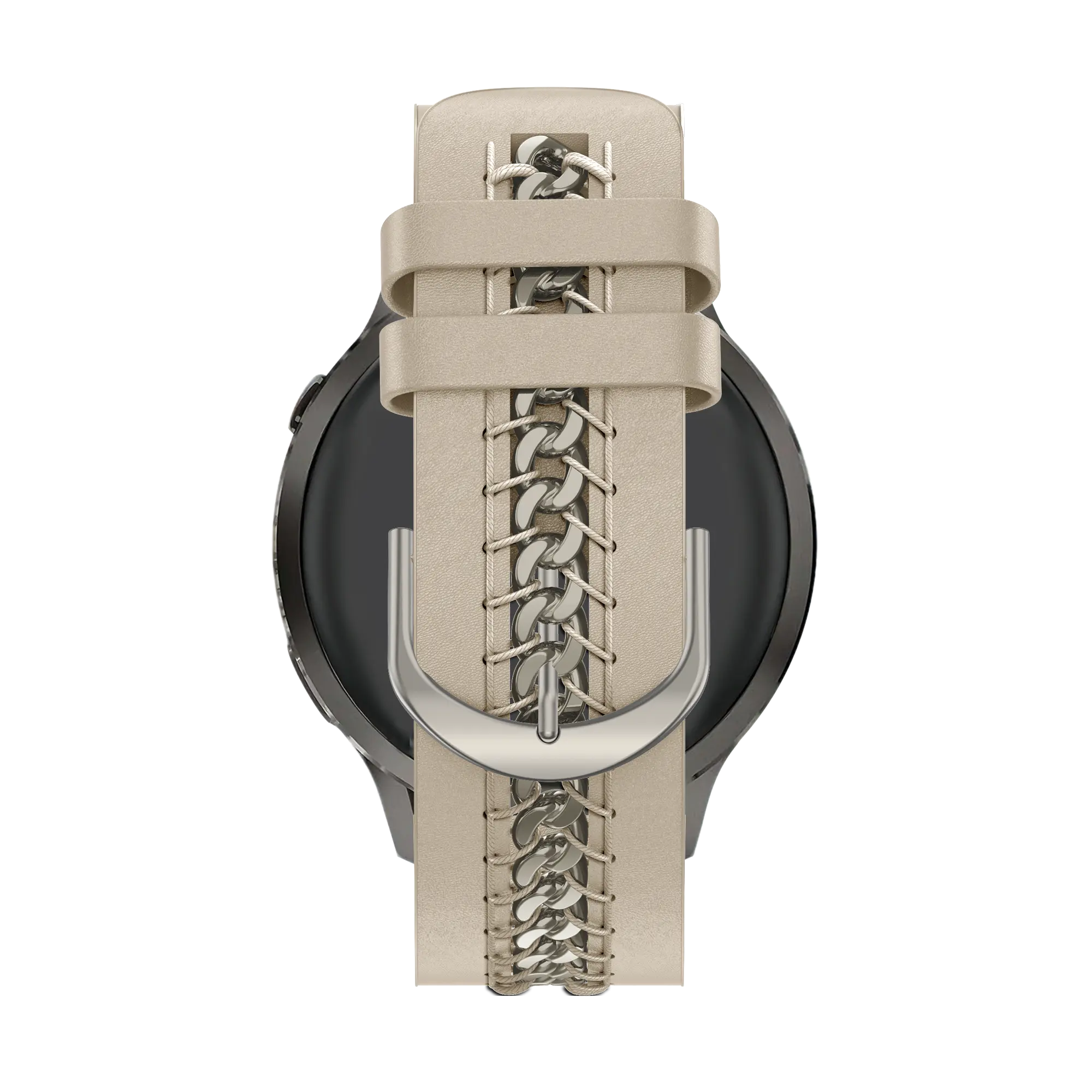 Bandz Samsung Galaxy Watch FE Leather Strap 'Chains' (Beige)