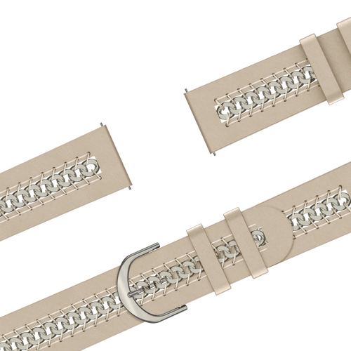Bandz Samsung Galaxy Watch FE Leather Strap 'Chains' (Beige)