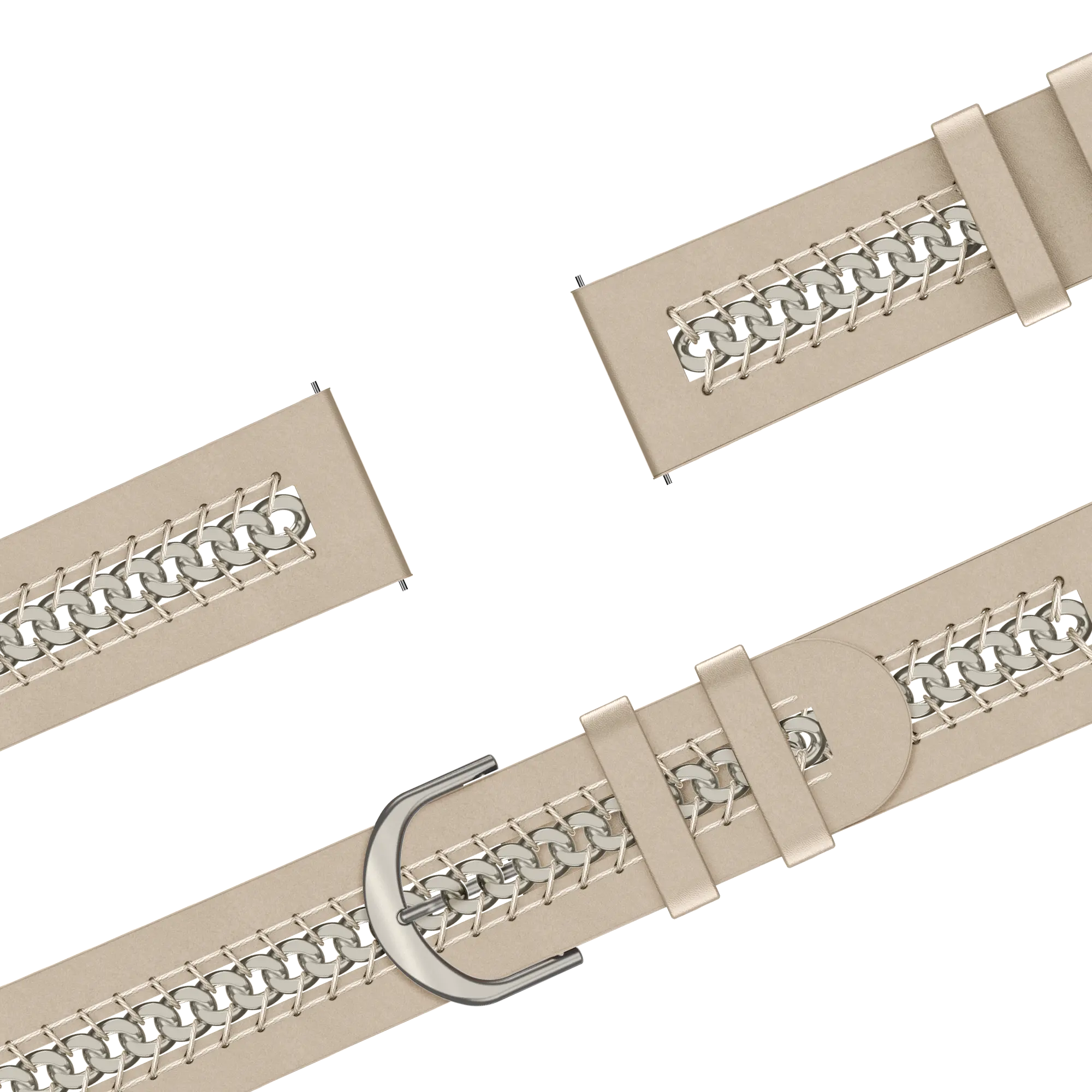 Bandz Samsung Galaxy Watch FE Leather Strap 'Chains' (Beige)