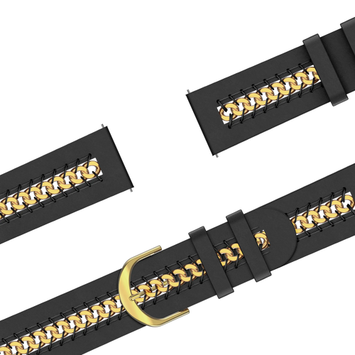 Bandz Samsung Galaxy Watch 6 Classic - 47mm Leather Strap 'Chains' (Black)