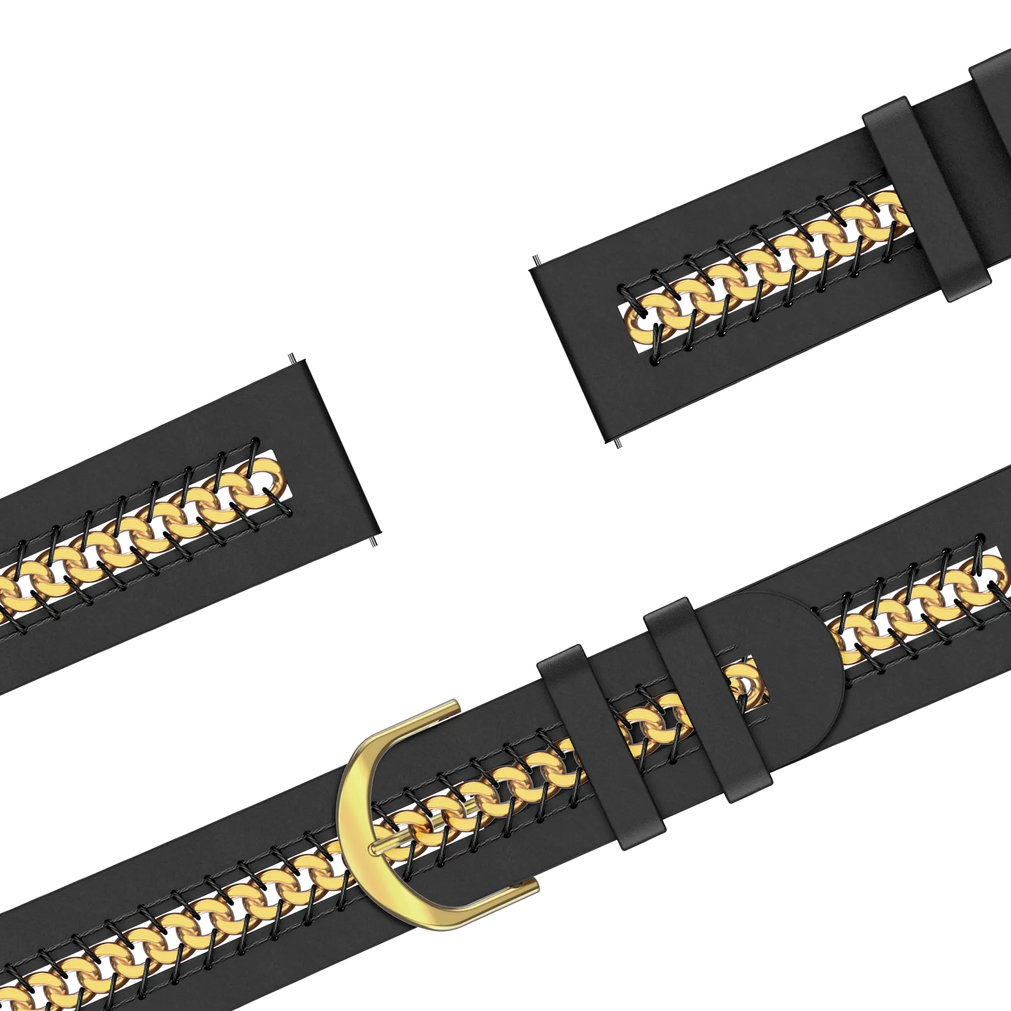 Bandz Samsung Galaxy Watch 6 Classic - 47mm Leather Strap 'Chains' (Black)