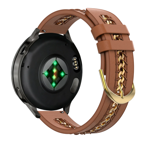 Bandz Garmin Forerunner 170 Leather Strap 'Chains' (Brown)