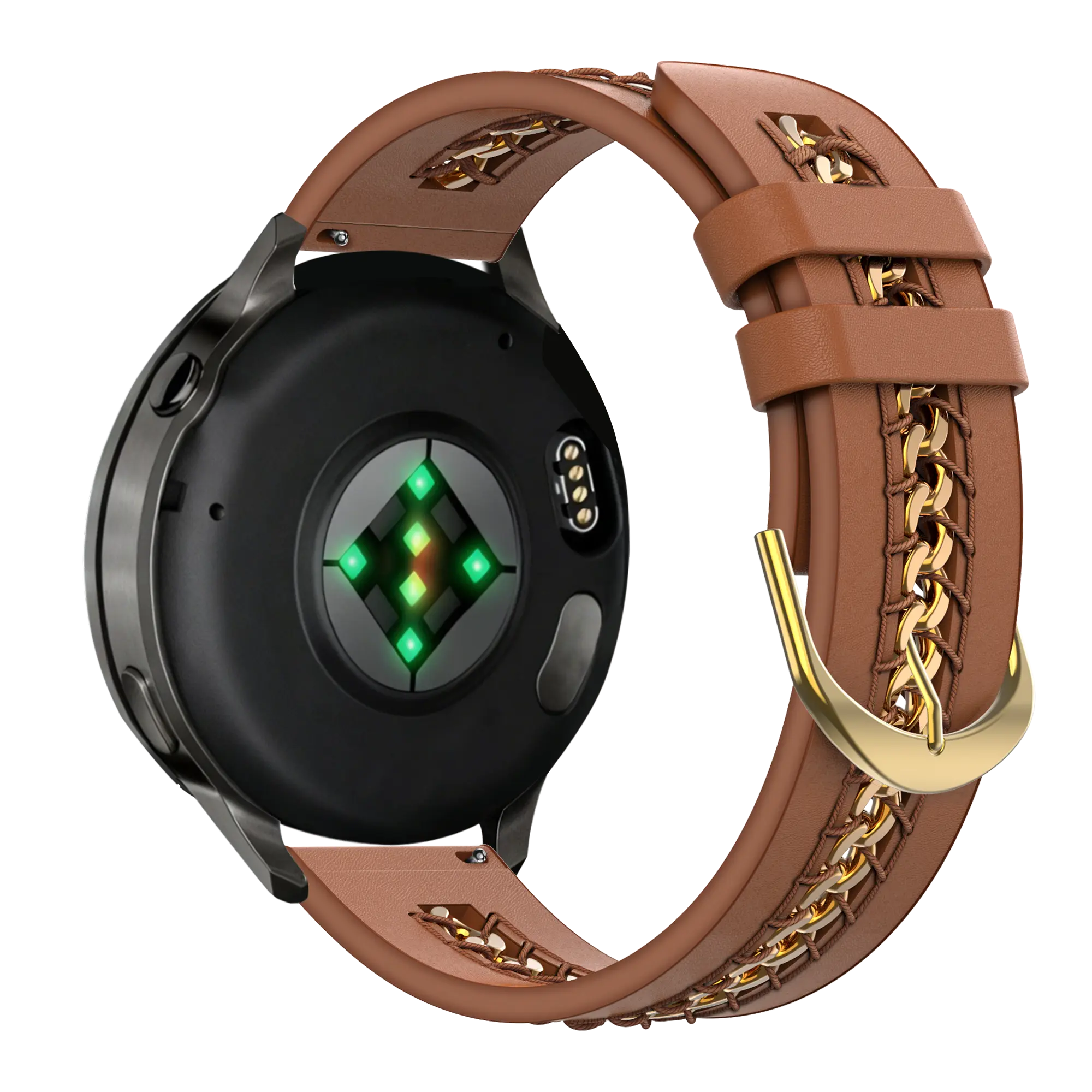 Bandz Garmin Forerunner 170 Leather Strap 'Chains' (Brown)