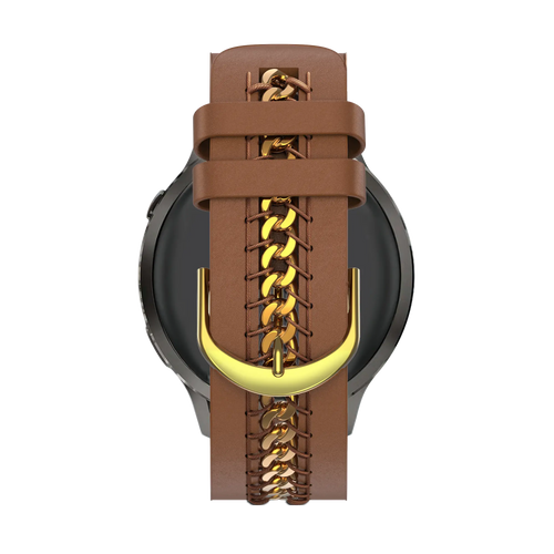 Bandz Amazfit Bip U Leather Strap 'Chains' (Brown)