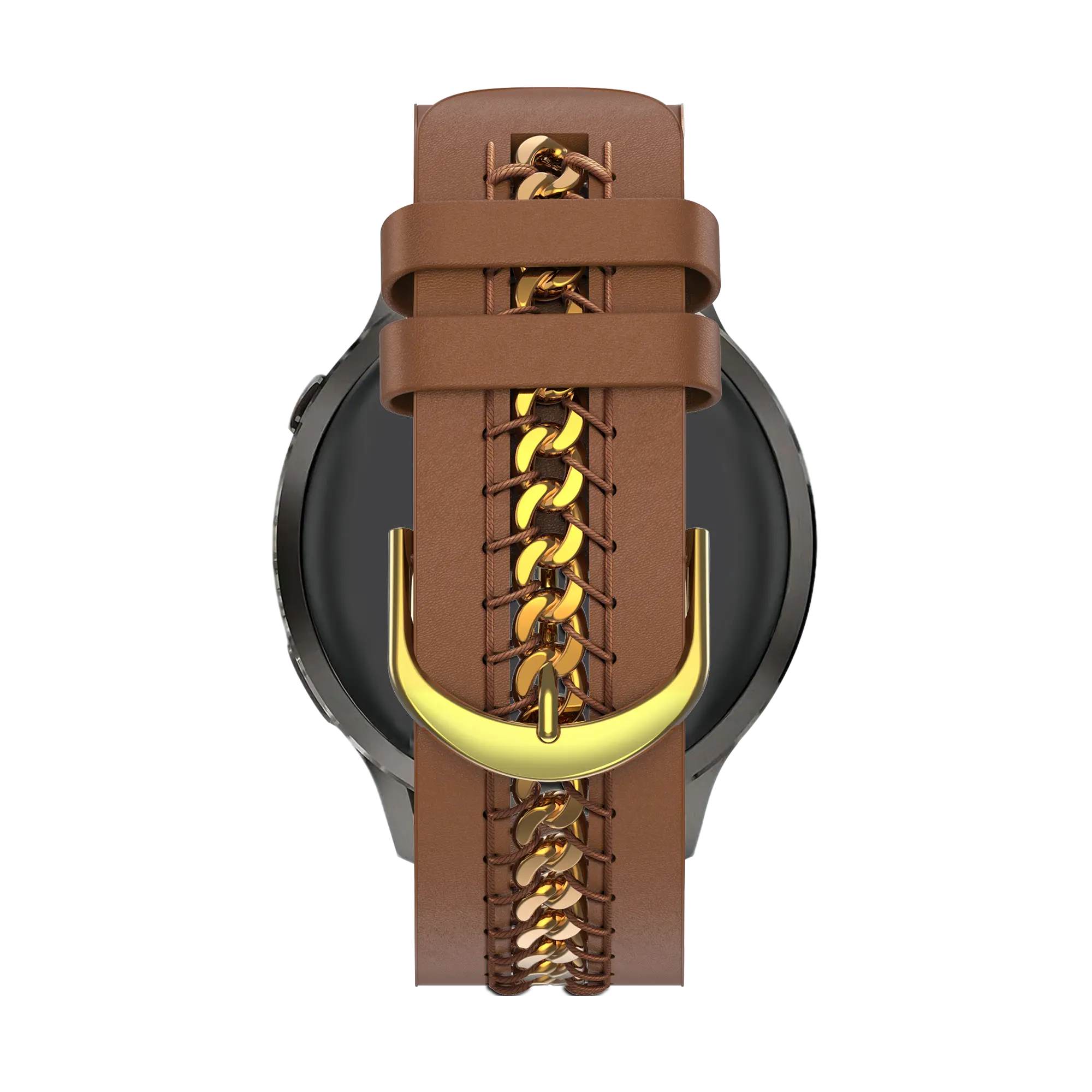 Bandz Amazfit Bip U Leather Strap 'Chains' (Brown)