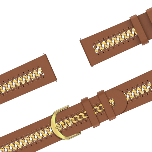 Bandz Amazfit Bip U Leather Strap 'Chains' (Brown)