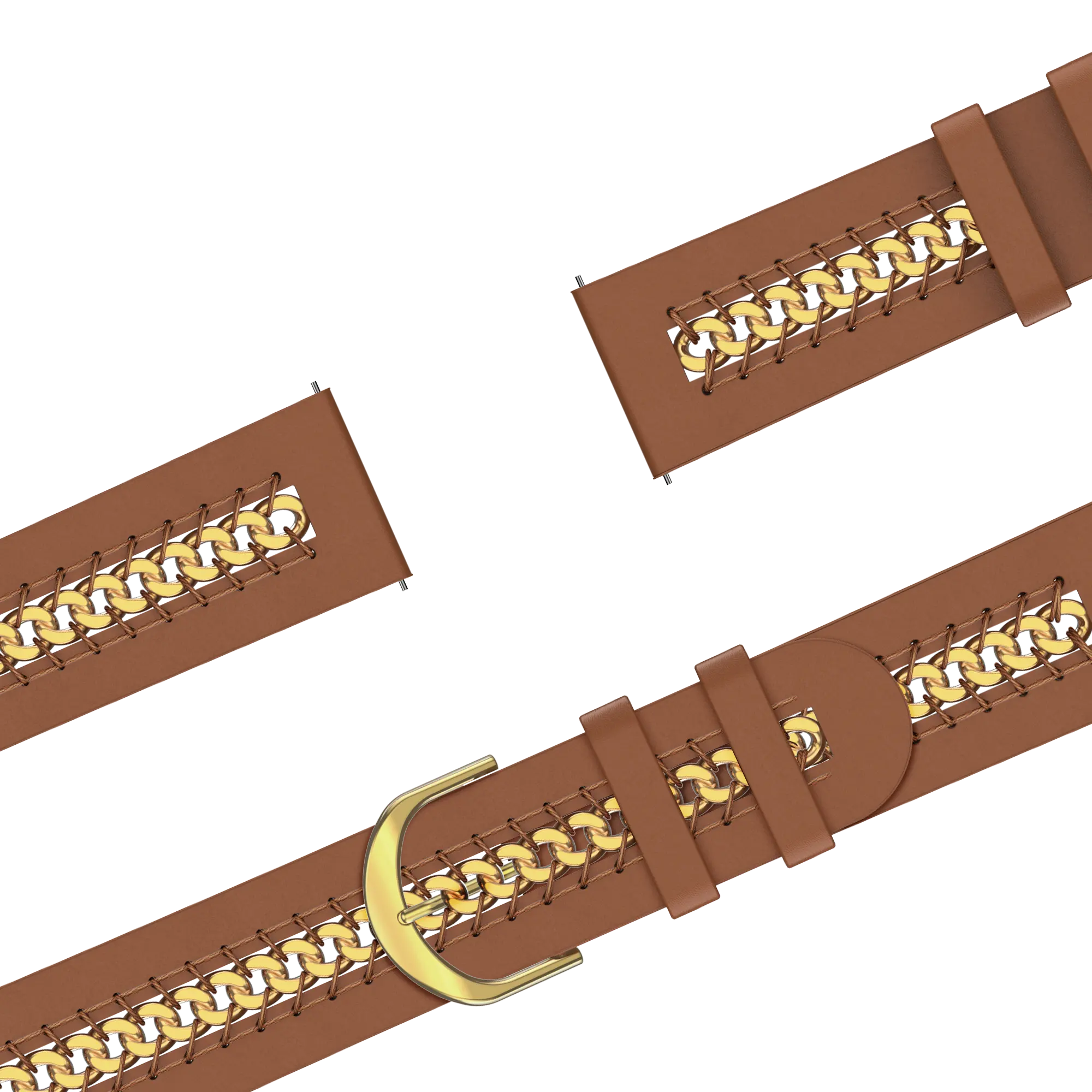Bandz Amazfit Bip U Leather Strap 'Chains' (Brown)