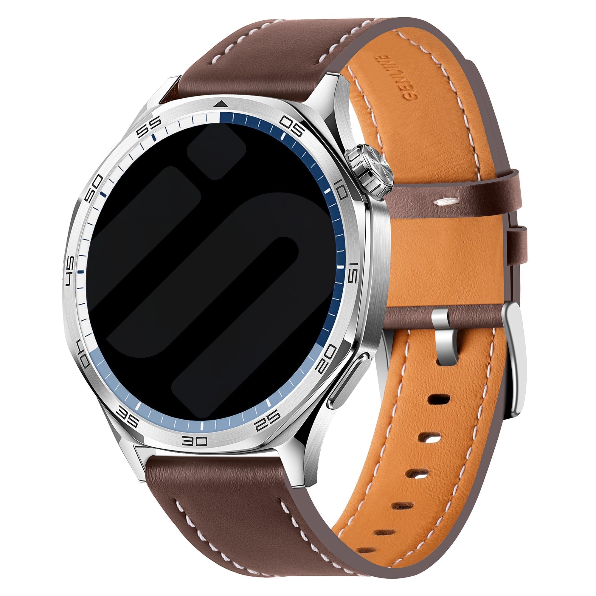 Oppo Watch X 'One Push' Leather Strap (Dark Brown)