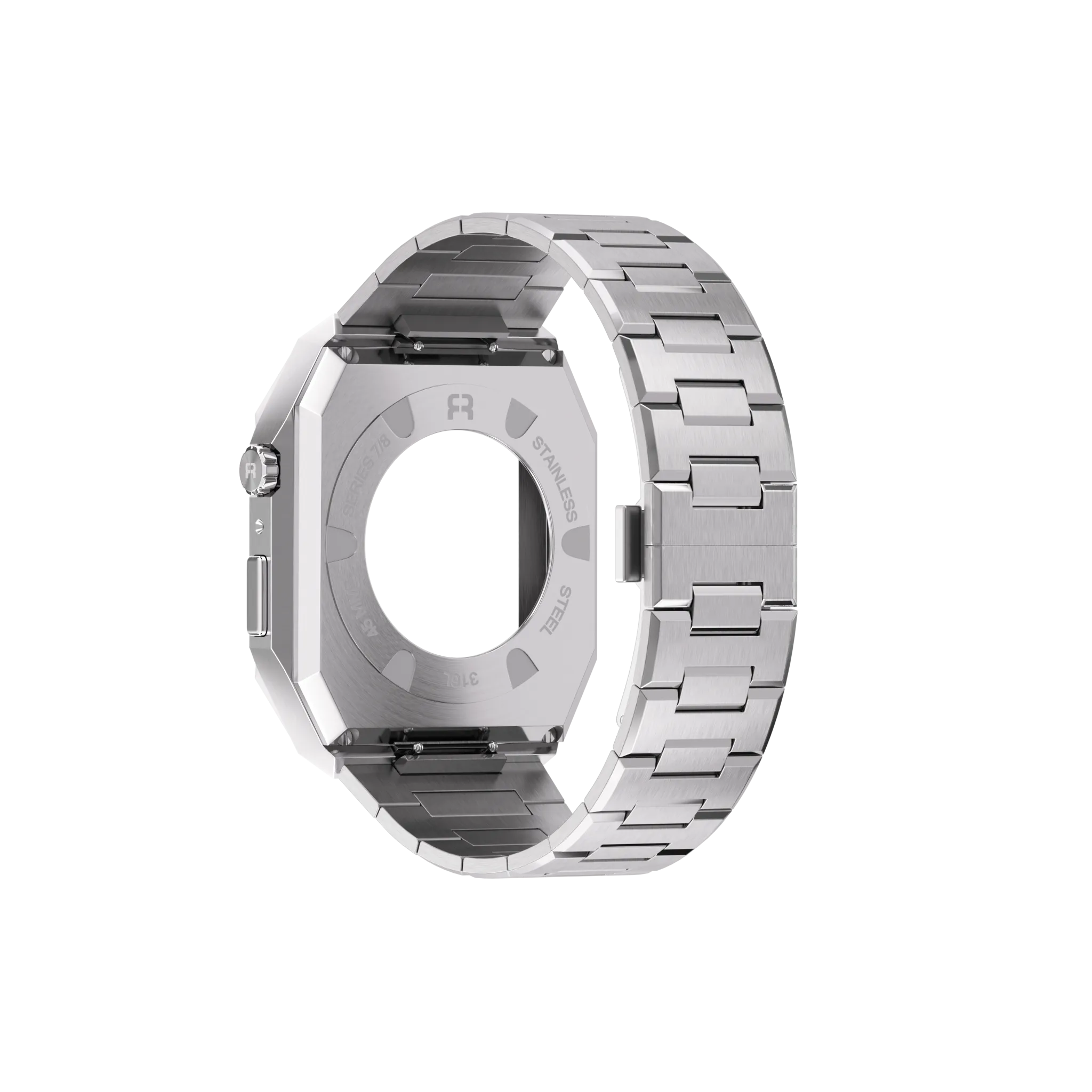 Reqior Apple Watch 45mm Case with Steel Strap 'Nautilus' (Silver)