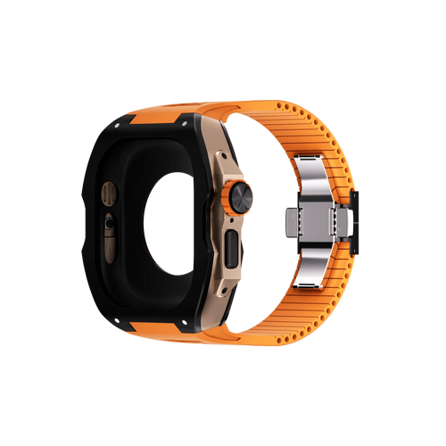 Reqior Boîtier avec bracelet en caoutchouc Apple Watch Ultra (noir/orange)