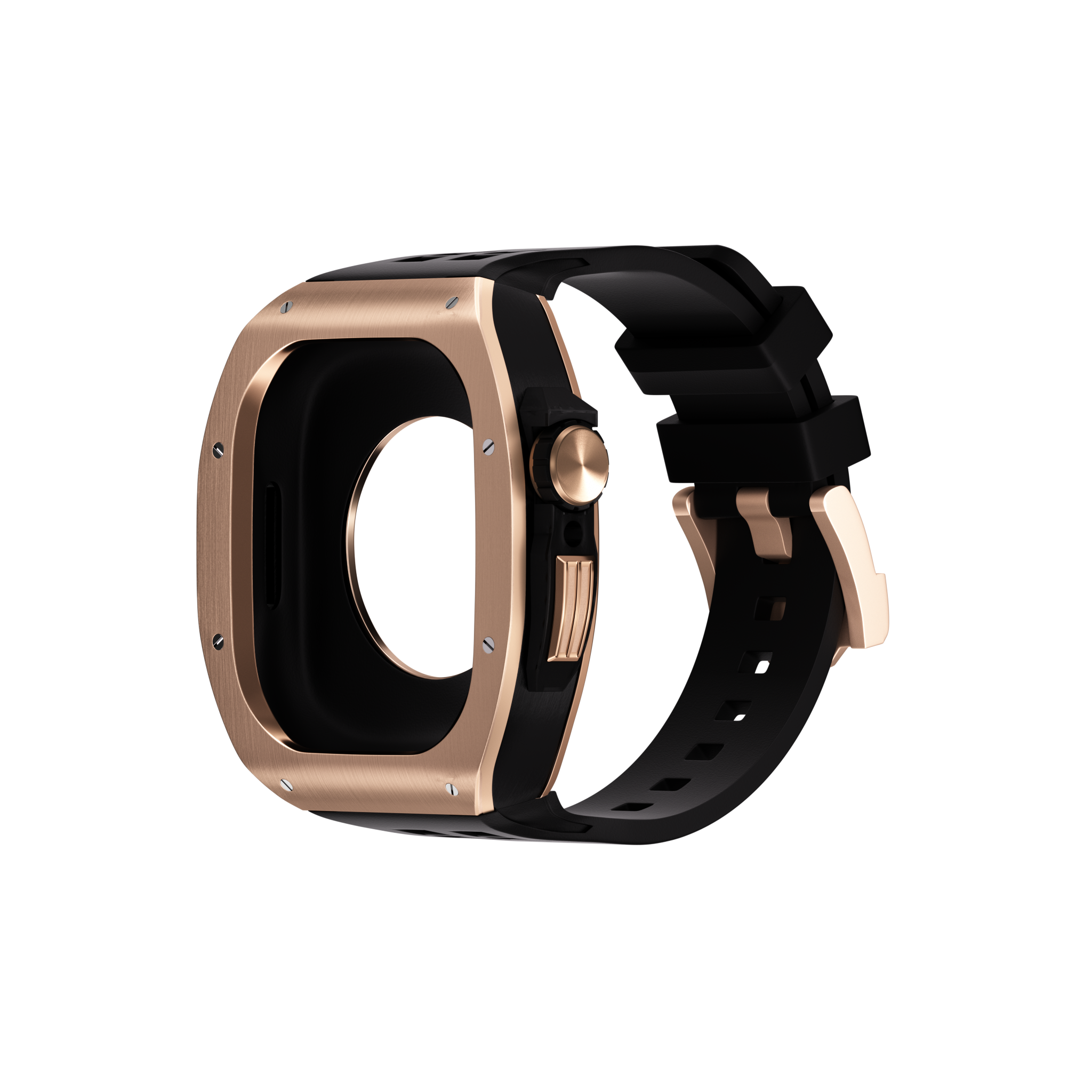 Reqior Apple Watch 45mm Polymer and Metal Case with Rubber Strap (Rose Gold)