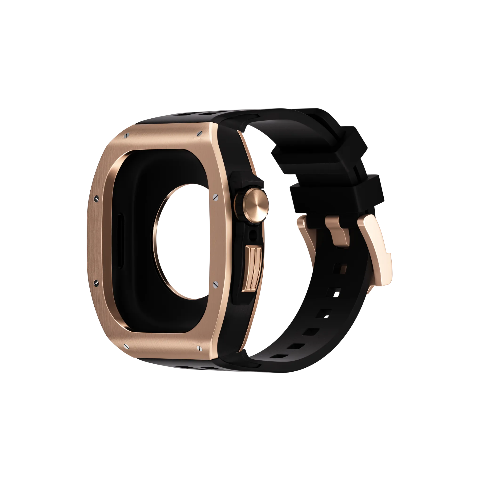 Reqior Boîtier en polymère et acier avec bracelet en caoutchouc Apple Watch 45mm (rose or)