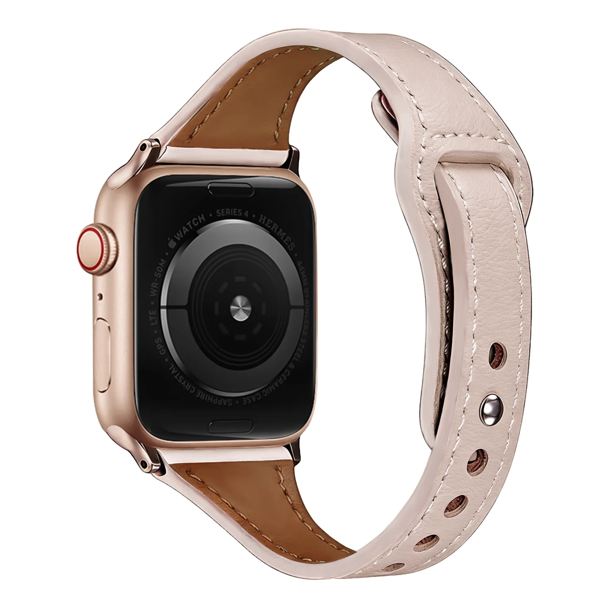Bracelet cuir avec fermeture à pression Apple Watch (rose)